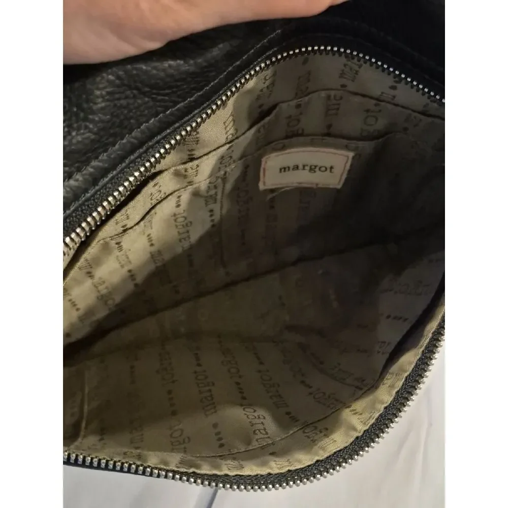 Margot Anthropologie Black Leather Slim Crossbody Bag
